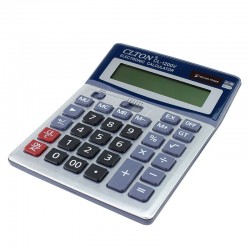 Calculator de birou, alimentare duala, 12 digiti, afisaj mare, albastru