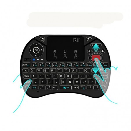 Mini tastatura wireless unique scroll, iluminata, touchpad 2.5 inch, 92 taste, Rii i8X