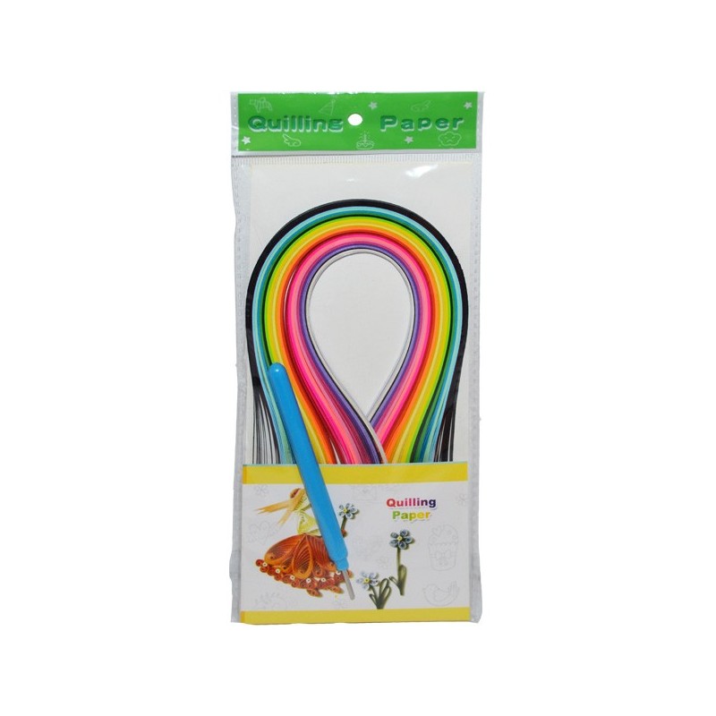 Hartie quilling cu ac, 25 culori, grosime 3 mm, lungime fasie 39 cm