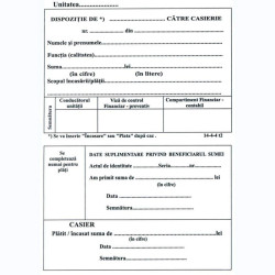Dispozitie plata/incasare caserie, format A6, fata/verso