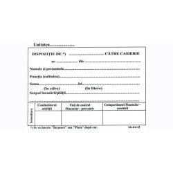 Dispozitie plata/incasare caserie, format A6, fata/verso