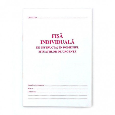 Fisa individuala PSI, format A5, carnet 8 file, fata/verso