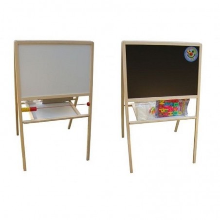 Tablita magnetica pentru copii, 2 fete alb negru, 90x53 cm, suport lemn