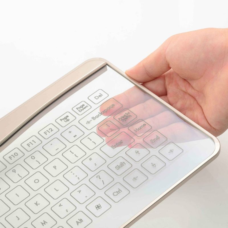 Tastatura Bluetooth sticla tactila, LED, cu touchpad gesture, curatare antiseptica