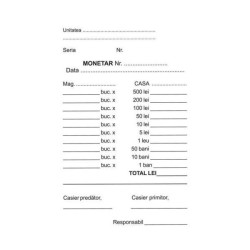 Monetar format A6, 105x148 mm, hartie autocopiativa, 2 exemplare/set 