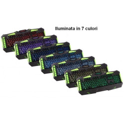 Tastatura gaming cu butoane multimedia iluminata in 7 culori, Kestrel