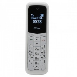 Mini telefon cu casca bluetooth wireless dual sim BM50 GTStar alb