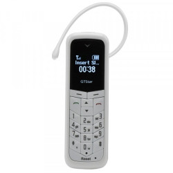 Mini telefon cu casca bluetooth wireless dual sim BM50 GTStar alb