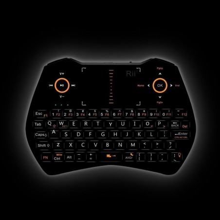Mini tastatura wireless, iluminata, cu functie de AirMouse, Riitek i28