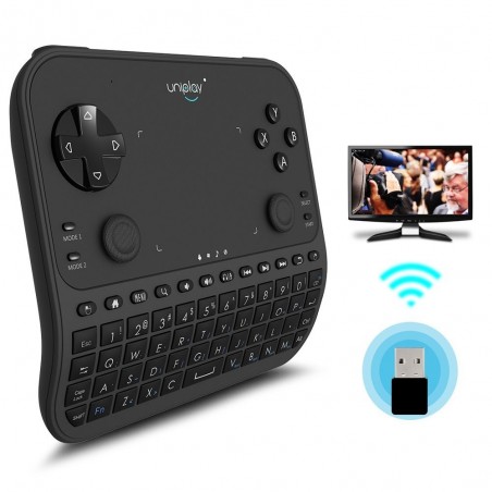 Mini tastatura smart gamepad wireless 6 functii, microfon, audio Jack 3.5 mm, telecomanda, Uniplay