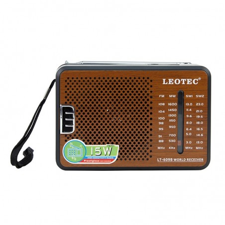 Radio portabil sensibilitate ridicata, 4 benzi FM/MW/SW1/SW2, Leotec