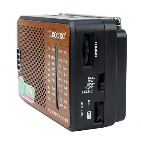 Radio portabil 4 benzi FM/MW/SW1/SW2, 1W 4 Ohmi, antena, Leotec