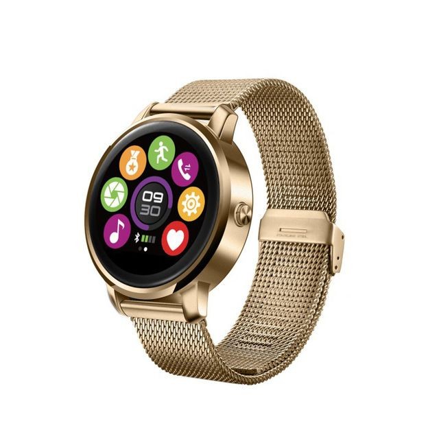 Smartwatch Bluetooth 4.0, 18 functii, apel, iOS Android, curea metalica, Sovogue Culoare : Auriu