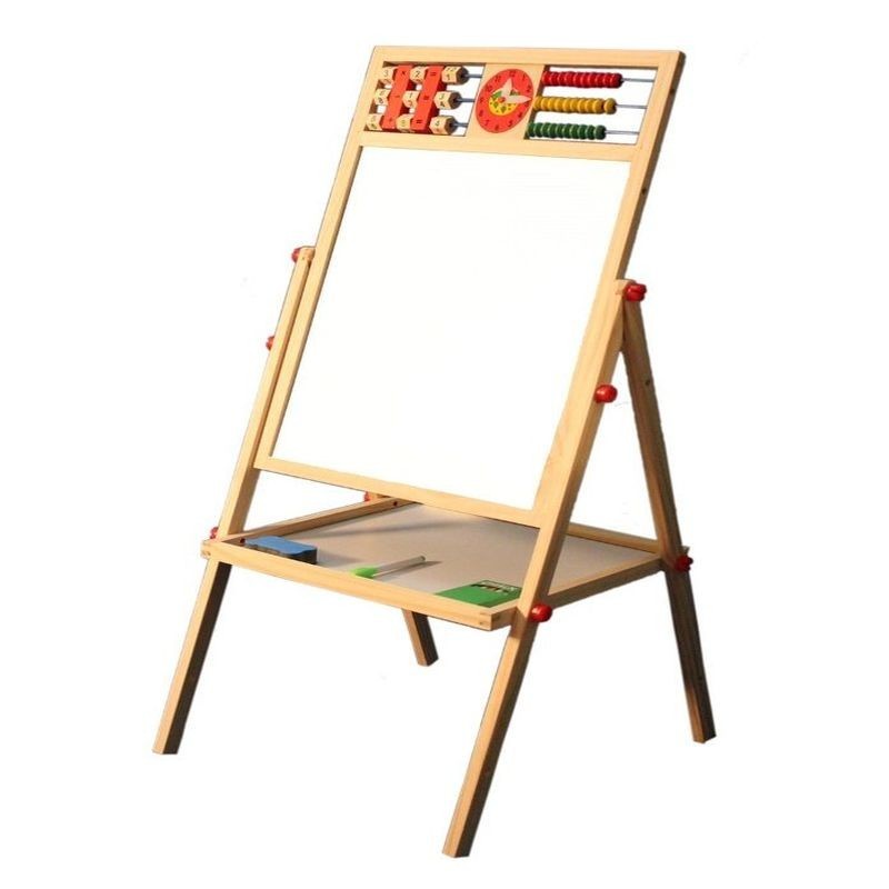 Tabla scolara cu socotitoare, 2 fete scriere, accesorii incluse, suport lemn Tabla scolara cu socotitoare, 2 fete scriere, accesorii incluse, suport lemn