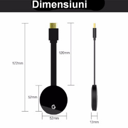 Receiver Wireless, port HDMI, Miracast, DLNA, 512 MB, Android/iOS, rezolutie HD