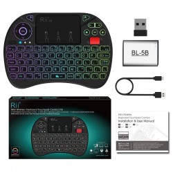 Mini tastatura wireless iluminata RGB, touchpad, rotita scroll, Rii X8 