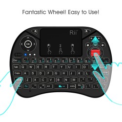 Mini tastatura wireless iluminata RGB, touchpad, rotita scroll, Rii X8 