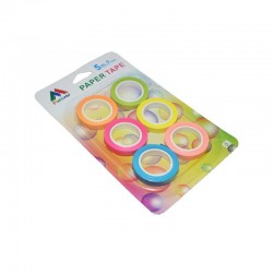 Banda adeziva decorativa din hartie, culori neon, 7 mm x 5 m, set 6 role
