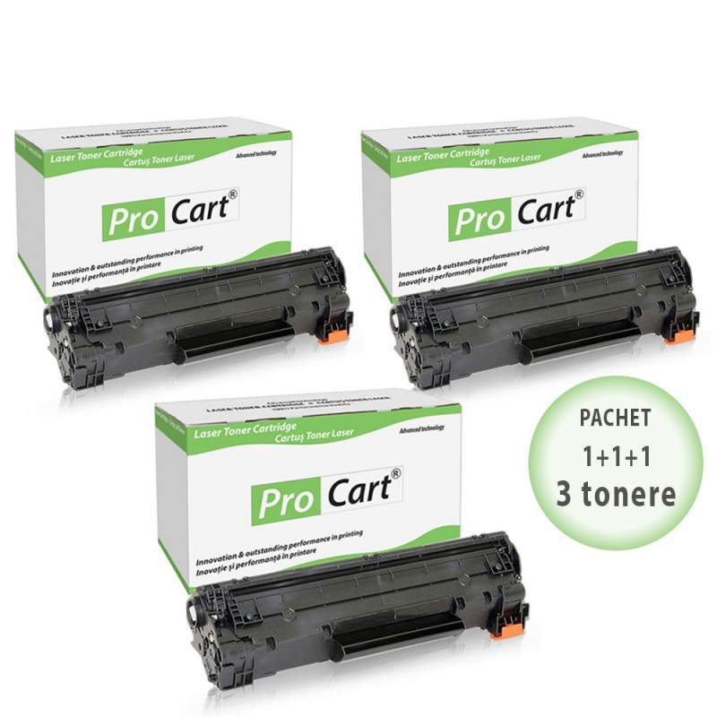 Set 3 tonere compatibile CF283A black HP 83A, 1500 pagini, Procart Set 3 tonere compatibile CF283A black HP 83A, 1500 pagini, Procart