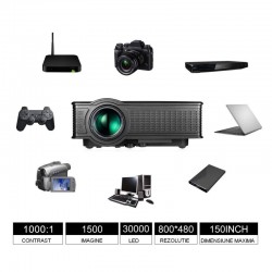 Video proiector LED, TFT LCD, USB, HDMI, VGA, Rio