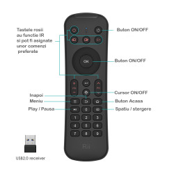 Minitastatura Wireless 3 in 1, conectare automata, compatibila Smart TV, PC