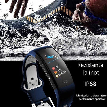 Bratara smart fitness Bluetooth, Android iOS, 14 functii, LCD 0.96 inch, IP68, SoVogue