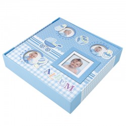 Album foto Baby Four albastru personalizabil, 50 file cartonate, 200 poze 10x15