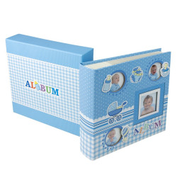 Album foto Baby Four albastru personalizabil, 50 file cartonate, 200 poze 10x15