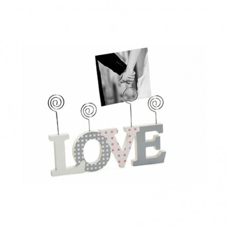Rama foto Love Clip, 4 poze 10x10 cm, prindere clips, lemn, de birou