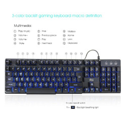 Tastatura Gaming multimedia iluminata in 3 culori, Rii  