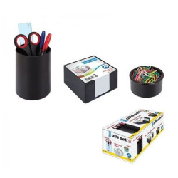 Set birou 3 piese, negru, suport cub hartie, Ark