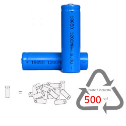 Acumulator reincarcabil lanterna Li-Ion 18650 1200mAh, 3.7V