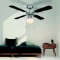 Ventilator de tavan cu lustra, reversibil, 50W, E27, 4 palete, 3 viteze