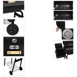Gratar BBQ si Smokern, termometru, 2 compartimente, 113x103 cm