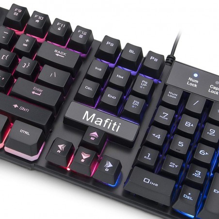 Kit tastatura si mouse gaming, iluminate 7 culori, USB, 3200 DPI, Mafiti