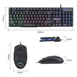 Kit tastatura si mouse 3200 DPI pentru gaming, conexiune USB, iluminate, Mafiti