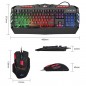 Kit tastatura si mouse gaming, iluminate LED, USB, taste multimedia, 2400 DPI