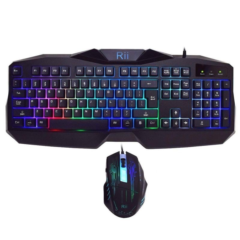 Kit tastatura si mouse gaming, iluminata, USB, 104 taste, Rii