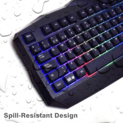 Tastatura si mouse gaming, iluminare multicolora, USB, 104 taste, Rii