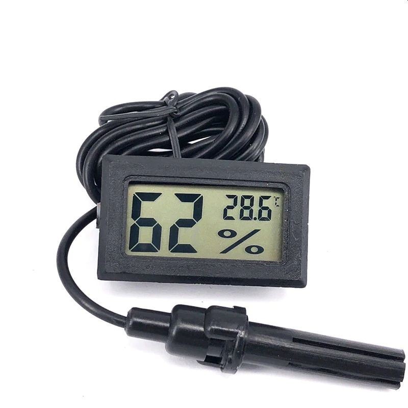 Termometru cu sonda, higrometru electronic, afisaj LCD, negru