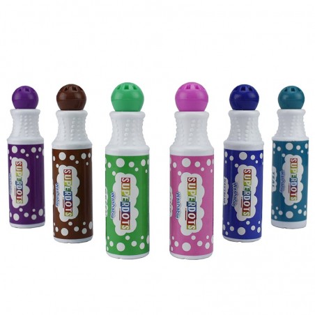 Carioci lavabile colorate, 45 ml, Dot Marker pentru buline, set 6 bucati