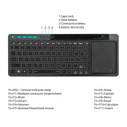 Tastatura multimedia wireless cu mouse pad, Kombo
