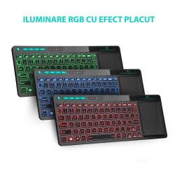 Tastatura multimedia wireless cu mouse pad, Kombo