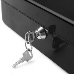 Caseta metalica pentru valori, 2 chei, compartiment ascuns, negru