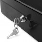 Caseta metalica pentru valori si bani, 30x24x9cm, 2 chei, compartiment ascuns, negru