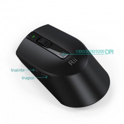 Mouse optic Wireless 2.4GHz, 3200 DPI, USB, LED indicator, 6 butoane, Rii