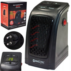 Mini radiator 400W, incaperi 23mp, timer, termostat, afisaj LED, negru