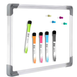 Tablita alba pentru scris, 30x20cm, sistem prindere, rama aluminiu