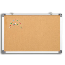 Panou tabla pluta, rama din aluminiu, 60x90 cm, fixare perete