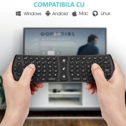 Mini air mouse wireless si tastatura Rii i24 full qwerty